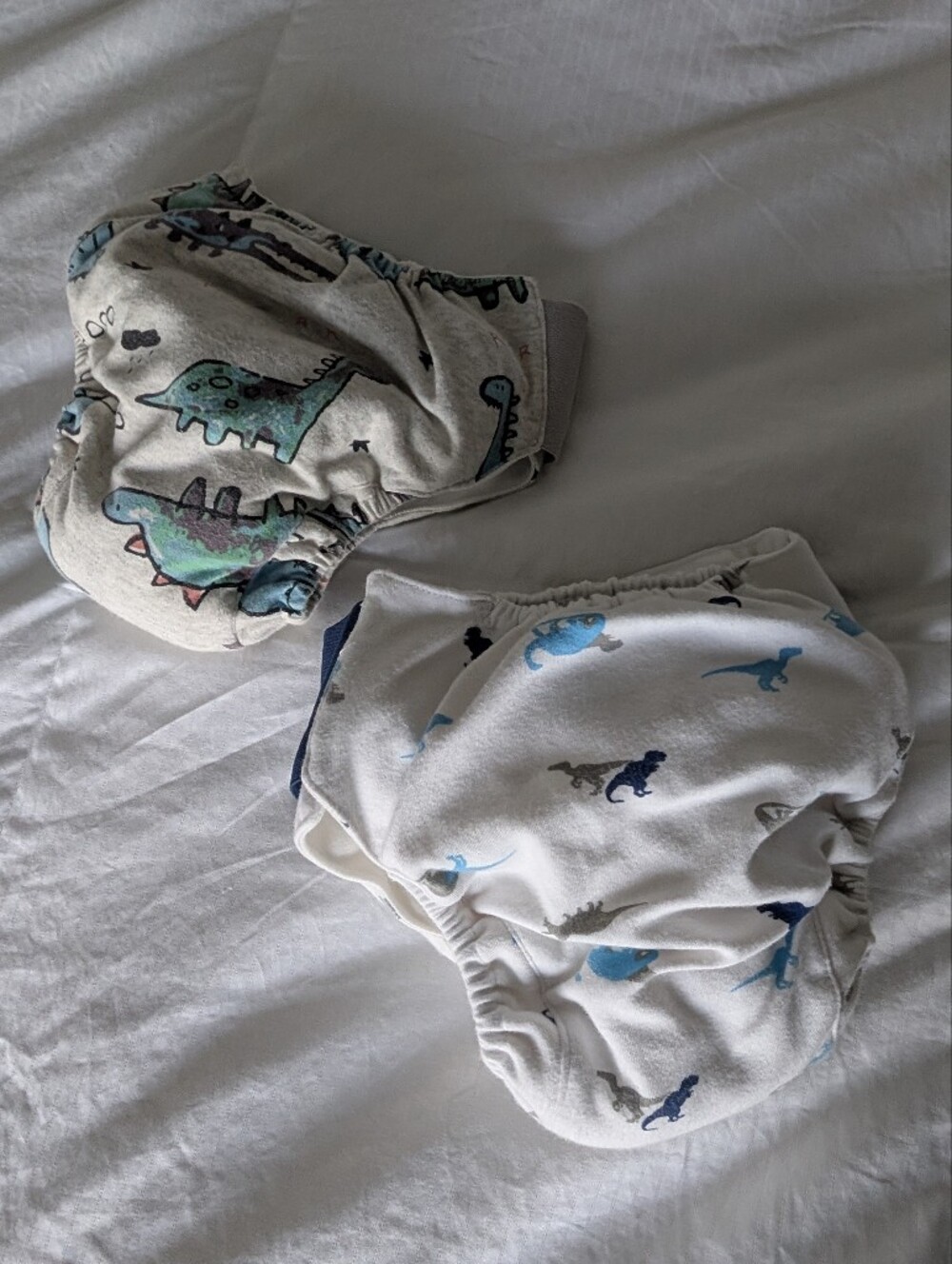 Cotton Reusable Kids Cloth Diaper White & Gray Dinosaur Print Training Pant